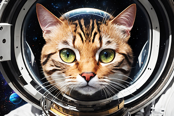 JPG 편집이미지 한마리 응시 사람없음 우주 고양이 행성 우주비행사 디지털합성 우주복 편집소스 편집실사 AI컴퓨터그래픽 AI콘텐츠 1 시선 옷 포유류 반려동물 CG 파일형식