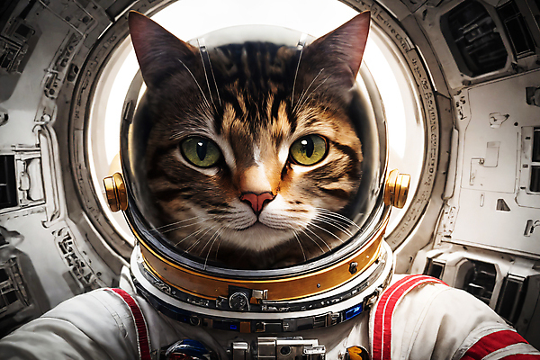 JPG 편집이미지 한마리 응시 사람없음 우주 고양이 우주비행사 우주선 디지털합성 우주복 편집소스 편집실사 AI컴퓨터그래픽 AI콘텐츠 1 시선 옷 포유류 반려동물 CG 파일형식