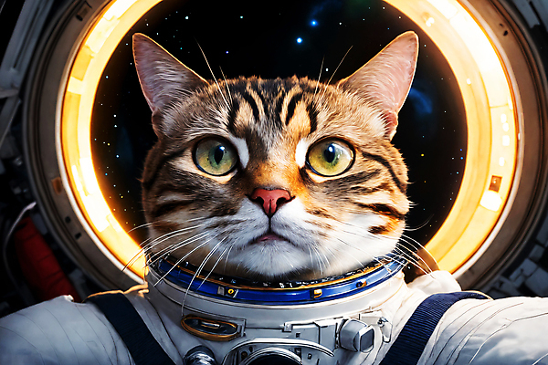 JPG 편집이미지 한마리 응시 사람없음 우주 고양이 우주비행사 우주선 디지털합성 우주복 편집소스 편집실사 AI컴퓨터그래픽 AI콘텐츠 1 시선 옷 포유류 반려동물 CG 파일형식