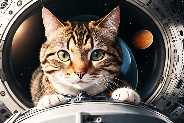 JPG 편집이미지 한마리 응시 사람없음 우주 고양이 행성 우주비행사 우주선 디지털합성 우주복 웅크림 편집소스 편집실사 AI컴퓨터그래픽 AI콘텐츠 1 시선 옷 포유류 모션 반려동물 CG 파일형식