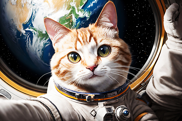 JPG 편집이미지 한마리 응시 지구 사람없음 우주 고양이 우주비행사 우주선 디지털합성 우주복 편집소스 편집실사 AI컴퓨터그래픽 AI콘텐츠 1 시선 옷 포유류 반려동물 CG 파일형식