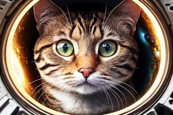 JPG 편집이미지 한마리 응시 근접촬영 사람없음 빛 우주 고양이 우주비행사 디지털합성 우주복 편집소스 편집실사 AI컴퓨터그래픽 AI콘텐츠 1 시선 옷 뷰포인트 포유류 반려동물 CG 파일형식