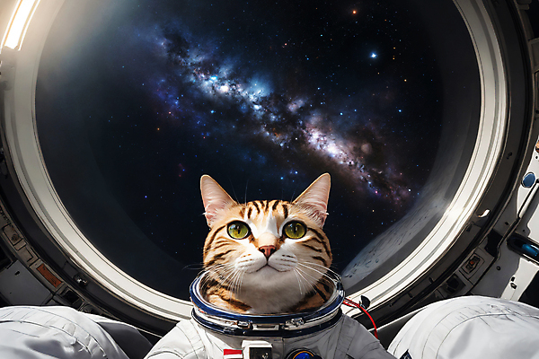JPG 편집이미지 한마리 응시 사람없음 우주 고양이 우주비행사 우주선 디지털합성 우주복 편집소스 편집실사 AI컴퓨터그래픽 AI콘텐츠 1 시선 옷 포유류 반려동물 CG 파일형식