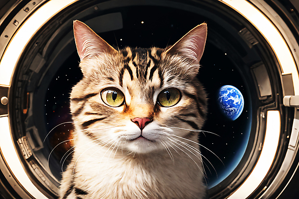 JPG 편집이미지 한마리 응시 지구 사람없음 우주 고양이 우주비행사 디지털합성 우주복 편집소스 편집실사 AI컴퓨터그래픽 AI콘텐츠 1 시선 옷 포유류 반려동물 CG 파일형식
