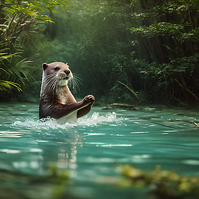 JPG 동물 편집이미지 한마리 사람없음 물 반사 손잡기 젖음 기도 풀 소프트포커스 숲 디지털합성 수달 편집소스 편집실사 AI포토 AI콘텐츠 자연요소 식물 1 모션 촬영기법 CG 파일형식