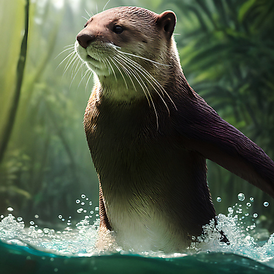 JPG 동물 편집이미지 한마리 사람없음 물 수영 젖음 풀 숲 디지털합성 수달 스플래쉬 편집소스 편집실사 AI포토 AI콘텐츠 자연요소 식물 1 수상스포츠 CG 파일형식