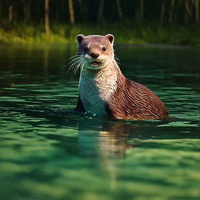 JPG 나무 동물 편집이미지 한마리 사람없음 아웃포커스 물 반사 젖음 숲 디지털합성 수달 편집소스 편집실사 AI포토 AI콘텐츠 자연요소 식물 1 촬영기법 CG 파일형식