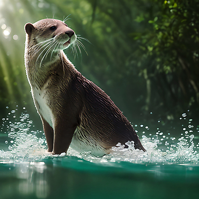 JPG 동물 편집이미지 한마리 사람없음 아웃포커스 물 젖음 풀 숲 디지털합성 수달 스플래쉬 편집소스 편집실사 AI포토 AI콘텐츠 자연요소 식물 1 촬영기법 CG 파일형식