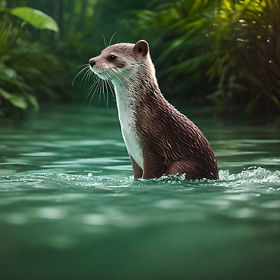 JPG 동물 편집이미지 한마리 사람없음 아웃포커스 물 젖음 풀 숲 디지털합성 수달 편집소스 편집실사 AI포토 AI콘텐츠 자연요소 식물 1 촬영기법 CG 파일형식