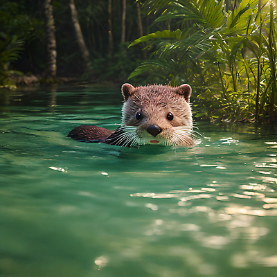 JPG 나무 동물 편집이미지 한마리 사람없음 물 수영 젖음 풀 숲 디지털합성 수달 편집소스 편집실사 AI포토 AI콘텐츠 자연요소 식물 1 수상스포츠 CG 파일형식