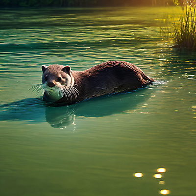 JPG 동물 편집이미지 한마리 사람없음 물 젖음 풀 디지털합성 수달 편집소스 편집실사 AI포토 AI콘텐츠 자연요소 식물 1 CG 파일형식