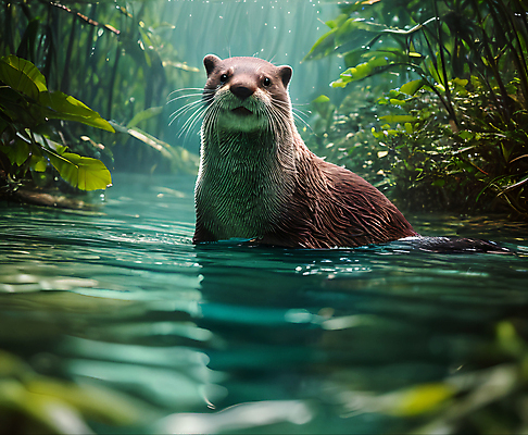 JPG 나무 동물 편집이미지 한마리 사람없음 물 젖음 풀 소프트포커스 숲 디지털합성 수달 편집소스 편집실사 AI포토 AI콘텐츠 자연요소 식물 1 촬영기법 CG 파일형식