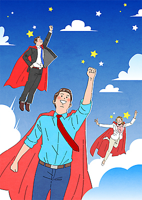 전신 구름 여자 남자 일러스트 밤하늘 정장 상반신 청년 성인 공중 세명 파란색 청춘 점프 희망 주먹 비행 비즈니스맨 비즈니스우먼 망토 슈퍼맨 손뻗기 청년만 성인만 국내일러스트 AI파일 자연요소 옷 감정 컬러 컨셉 비즈니스 모션 하늘 사람 직장인 야간 영웅 파일형식 벡터