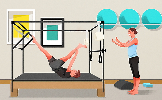 전신 PSD 여자 남자 포즈 액자 일러스트 서기 성인 두명 운동복 운동 강사 도움 짐볼 강의 트레이너 자기관리 필라테스 성인만 기구필라테스 필라테스기구 국내일러스트 직업 옷 컨셉 모션 건강 사람 운동기구 헬스 파일형식