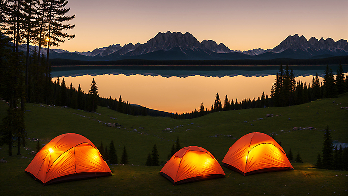 JPG 나무 편집이미지 호수 하늘 산 텐트 풍경 잔디 사람없음 야외 빛 일몰 캠핑 저녁 캠핑장 오후 편집실사 AI포토 AI콘텐츠 식물 레저 캠핑도구 노을 야간 CG 파일형식