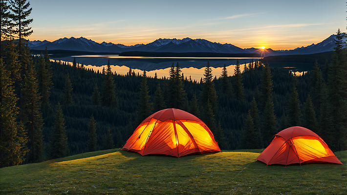 JPG 나무 편집이미지 호수 하늘 산 텐트 풍경 잔디 사람없음 야외 빛 태양 일몰 캠핑 저녁 캠핑장 오후 편집실사 AI포토 AI콘텐츠 자연요소 식물 레저 캠핑도구 노을 야간 CG 파일형식