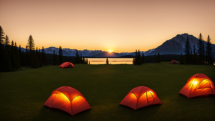 JPG 나무 편집이미지 호수 하늘 산 텐트 풍경 잔디 사람없음 야외 빛 햇빛 태양 일몰 캠핑 저녁 캠핑장 오후 편집실사 AI포토 AI콘텐츠 자연요소 식물 레저 캠핑도구 노을 야간 CG 파일형식
