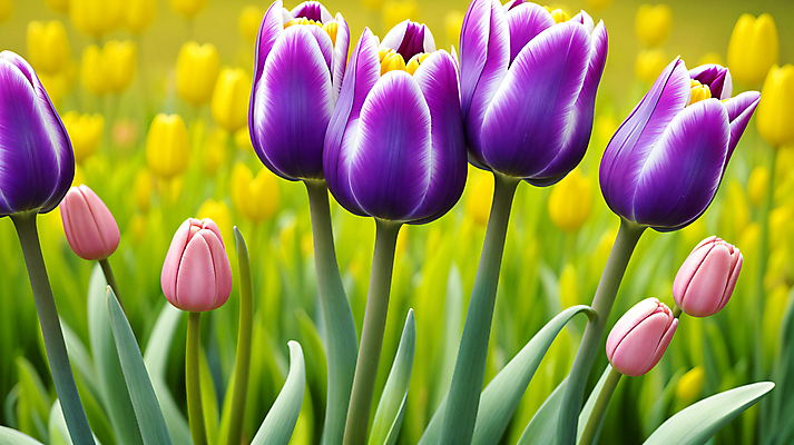 JPG 편집이미지 꽃 꽃밭 자연 사람없음 야외 튤립 블러효과 편집실사 AI포토 AI콘텐츠 식물 CG 생태계 블러 파일형식 효과