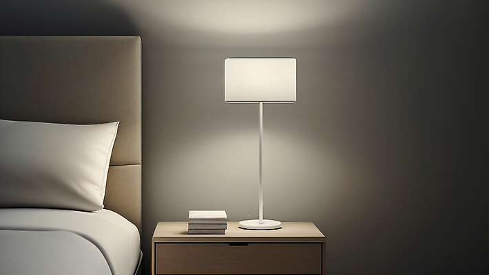 JPG 편집이미지 베개 실내 사람없음 책 빛 인테리어 침실 흰색 침대 스탠드 포근함 디지털합성 모던 서랍장 심플 미니멀 수면등 편집실사 AI포토 AI콘텐츠 디자인 컬러 가구 침구 조명 내부 감각 CG 파일형식