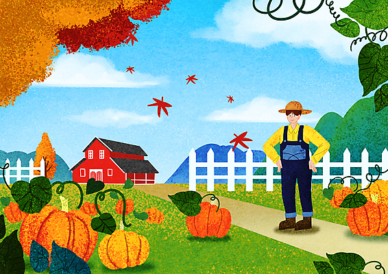 전신 PSD 구름 남자 허리손 단풍 일러스트 하늘 호박 나뭇잎 산 한명 서기 성인 울타리 농장 가을풍경 농사 가을 농부 창고 호박밭 성인남자한명만 국내일러스트 자연요소 직업 1 계절 포즈 잎 밭 농업 채소 모션 사람 풍경 담장 남자한명만 성인남자만 파일형식 가을_계절