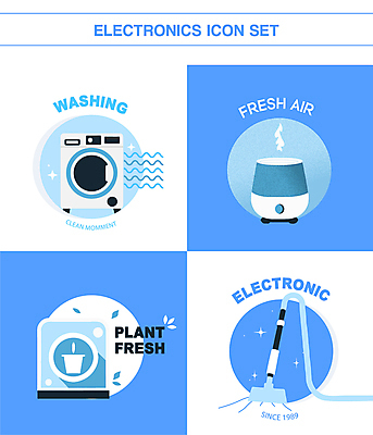 아이콘 화분 사람없음 파란색 반짝임 세트 원형 연기 청소기 세탁기 물결무늬 가습기 공기청정기 드럼세탁기 2D아이콘 AI파일 도형 물결 컬러 무늬 모션 전자제품 가전제품 청소도구 파일형식 벡터