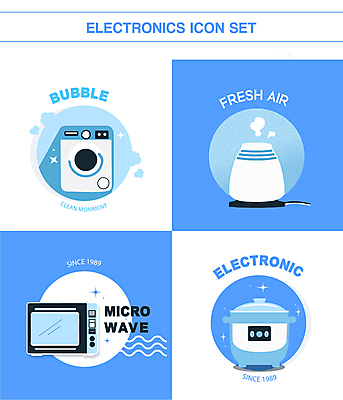 아이콘 사람없음 파란색 반짝임 세트 원형 전자레인지 세탁기 물결무늬 밥솥 가습기 공기청정기 드럼세탁기 2D아이콘 AI파일 도형 물결 컬러 무늬 모션 주방용품 가전제품 레인지 파일형식 벡터