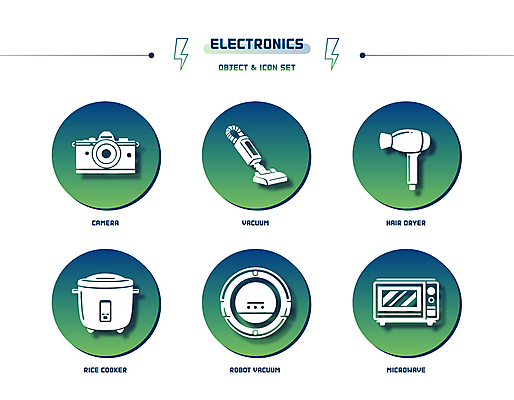 아이콘 사람없음 초록색 세트 카메라 원형 전자레인지 드라이어 청소기 밥솥 전기밥솥 번개모양 청소로봇 2D아이콘 AI파일 모양 도형 컬러 주방용품 전자제품 가전제품 미용용품 레인지 번개 청소도구 로봇 파일형식 벡터
