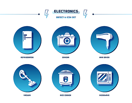아이콘 사람없음 파란색 세트 카메라 원형 전자레인지 드라이어 냉장고 청소기 그라데이션 밥솥 전기밥솥 번개모양 2D아이콘 AI파일 모양 도형 컬러 주방용품 전자제품 가전제품 미용용품 레인지 번개 청소도구 파일형식 벡터