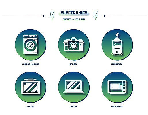 아이콘 사람없음 초록색 노트북 세트 태블릿 카메라 원형 전자레인지 세탁기 그라데이션 가습기 공기청정기 드럼세탁기 번개모양 2D아이콘 AI파일 모양 도형 컬러 전자제품 스마트기기 가전제품 레인지 번개 파일형식 벡터
