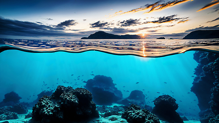 JPG 구름 편집이미지 바다 자연 하늘 풍경 사람없음 파란색 바닷속 수중 일몰 수면 해수면 편집실사 AI포토 AI콘텐츠 자연요소 컬러 물 노을 CG 생태계 파일형식