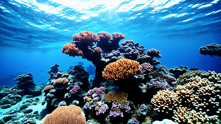 JPG 편집이미지 바다 자연 풍경 사람없음 파란색 바닷속 수중 산호초 편집실사 AI포토 AI콘텐츠 컬러 수중식물 CG 생태계 파일형식