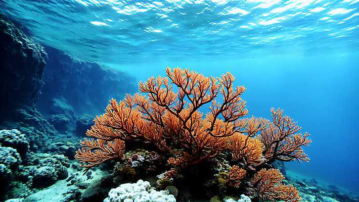 JPG 편집이미지 바다 자연 풍경 사람없음 파란색 바닷속 수중 산호초 편집실사 AI포토 AI콘텐츠 컬러 수중식물 CG 생태계 파일형식