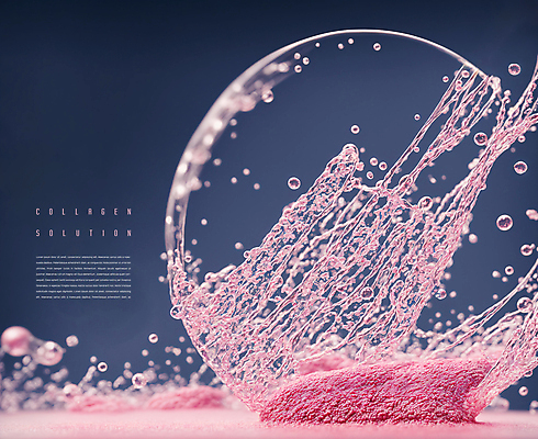 PSD 편집이미지 디자인 분홍색 사람없음 그래픽 물방울 원형 피부관리 스킨케어 안티에이징 콜라겐 이미지편집 도형 컬러 뷰티 단백질 파일형식