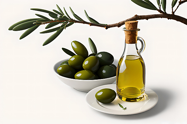 JPG 편집이미지 그릇 접시 잎 식재료 유리병 사람없음 나뭇가지 올리브오일 올리브 편집실사 AI포토 AI콘텐츠 나무 식물 식기 열매 병_용기 기름_음식 CG 파일형식