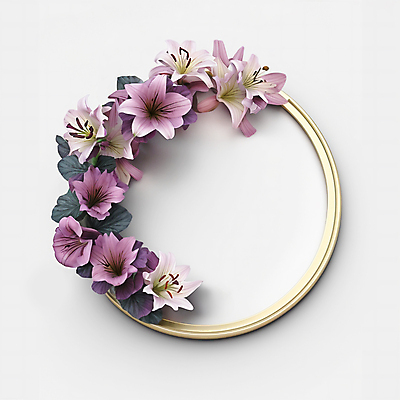 JPG 편집이미지 꽃 나뭇잎 프레임 사람없음 보라색 원형 디지털합성 나팔꽃 카피스페이스 편집소스 편집실사 AI포토 AI콘텐츠 도형 식물 컬러 잎 공백 CG 파일형식