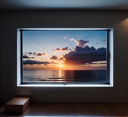 JPG 구름 편집이미지 바다 창문 하늘 프레임 풍경 사람없음 일출 사각형 일몰 디지털합성 편집소스 편집실사 AI포토 AI콘텐츠 자연요소 도형 노을 CG 파일형식