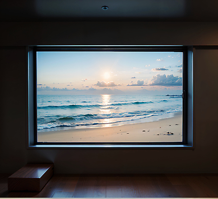 JPG 구름 편집이미지 파도 창문 하늘 프레임 풍경 해변 사람없음 태양 사각형 디지털합성 편집소스 윤슬 편집실사 AI포토 AI콘텐츠 자연요소 도형 물결 바다 CG 파일형식