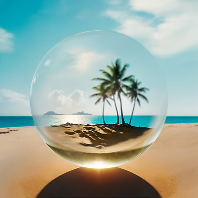 JPG 구름 편집이미지 자연 하늘 풍경 해변 사람없음 여름 빛 야자수 원형 구슬 디지털합성 편집소스 이미지편집 편집실사 AI컴퓨터그래픽 AI콘텐츠 자연요소 도형 나무 계절 바다 CG 생태계 파일형식