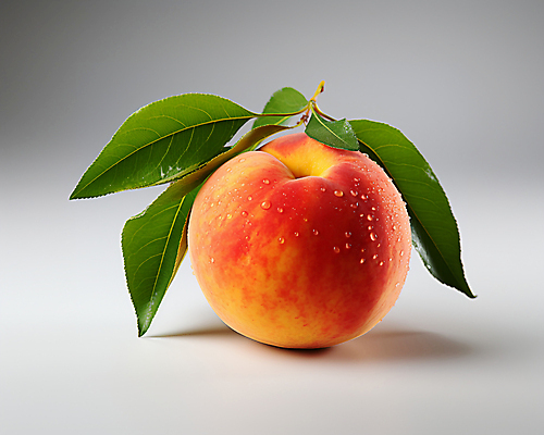 JPG 스튜디오촬영 편집이미지 잎 과일 사람없음 빨간색 한개 물방울 수분 복숭아 편집실사 AI포토 AI콘텐츠 식물 1 컬러 실내 CG 파일형식