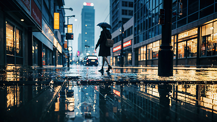 JPG 편집이미지 여자 우산 자동차 거리 한명 들기 풍경 성인 야외 건물 빛 반사 걷기 상점 젖음 비 웅덩이 흐림 성인여자한명만 편집실사 AI포토 AI콘텐츠 자연요소 1 건축물 육상교통 모션 날씨 사람 CG 여자한명만 성인여자만 파일형식