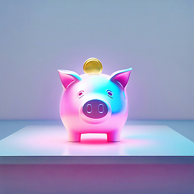 JPG 편집이미지 사람없음 컬러풀 동전 저축 돼지저금통 저금통 디지털합성 오브젝트 홀로그램 이미지편집 편집실사 AI컴퓨터그래픽 AI콘텐츠 컬러 돈 금융 CG 파일형식