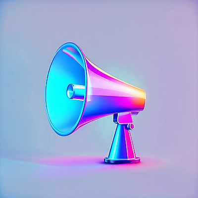 JPG 편집이미지 사람없음 컬러풀 확성기 디지털합성 오브젝트 홀로그램 이미지편집 편집실사 AI컴퓨터그래픽 AI콘텐츠 컬러 CG 파일형식