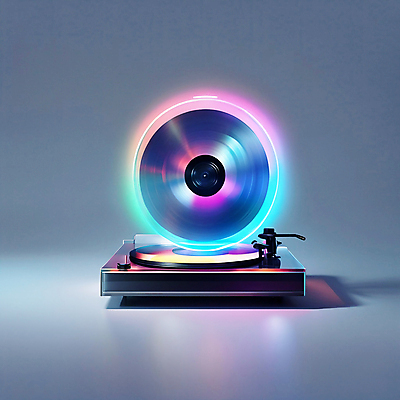 JPG 편집이미지 사람없음 컬러풀 디지털합성 오브젝트 턴테이블 홀로그램 이미지편집 편집실사 AI컴퓨터그래픽 AI콘텐츠 컬러 CG 파일형식