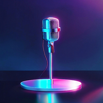 JPG 편집이미지 사람없음 컬러풀 디지털합성 스탠드마이크 마이크 오브젝트 홀로그램 이미지편집 편집실사 AI컴퓨터그래픽 AI콘텐츠 컬러 음향기기 CG 파일형식