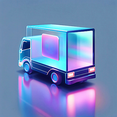 JPG 편집이미지 사람없음 컬러풀 트럭 배송 디지털합성 오브젝트 홀로그램 탑차 이미지편집 편집실사 AI컴퓨터그래픽 AI콘텐츠 컬러 자동차 CG 파일형식