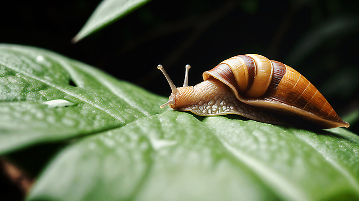 JPG 편집이미지 한마리 풍경 사람없음 물방울 풀잎 달팽이 풀숲 편집실사 AI포토 AI콘텐츠 1 잎 연체동물 풀_식물 숲 CG 파일형식