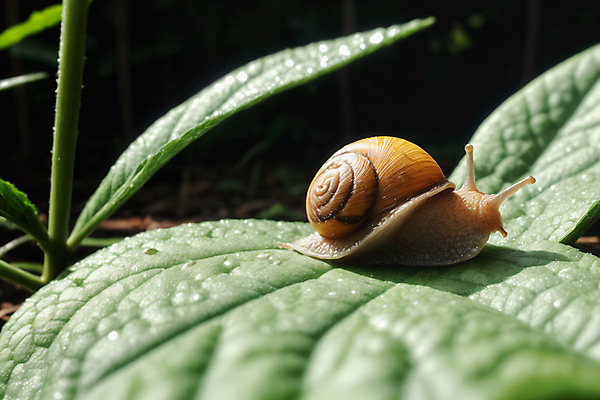 JPG 편집이미지 한마리 풍경 사람없음 물방울 풀잎 달팽이 풀숲 편집실사 AI포토 AI콘텐츠 1 잎 연체동물 풀_식물 숲 CG 파일형식