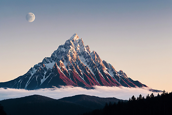 JPG 구름 편집이미지 자연 밤하늘 산 풍경 사람없음 달 디지털합성 눈덮임 편집실사 AI포토 AI콘텐츠 자연요소 컨셉 하늘 야간 CG 생태계 파일형식