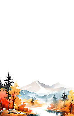 JPG 단풍 일러스트 자연 하늘 단풍나무 수채화 산 풍경 사람없음 강 가을풍경 가을 바위 카피스페이스 국내일러스트 AI일러스트 AI콘텐츠 나무 계절 잎 공백 돌_바위 생태계 파일형식 가을_계절