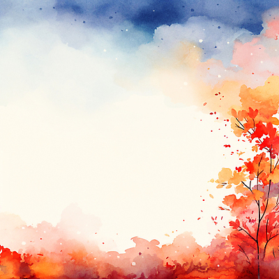 JPG 단풍 낙엽 일러스트 단풍나무 붓터치 수채화 프레임 사람없음 가을 나뭇가지 번짐 감성 카피스페이스 국내일러스트 AI일러스트 AI콘텐츠 나무 계절 컨셉 잎 공백 파일형식 효과